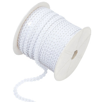 Elite 1 Roll Plastic Paillette Beads, Sequins Beads, Ornament Accessories, Flat Round, White, 6mm, about 100yards/roll