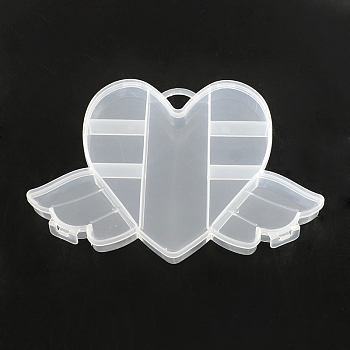 Flying Heart Plastic Bead Storage Containers, 9 Compartments, Clear, 12x17.5x2cm