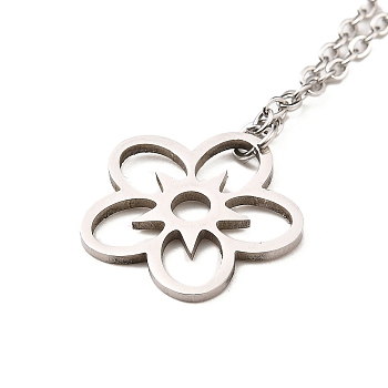 Stainless Steel Pendants Necklaces, Flower, 10.83 inch(27.5cm), Pendant: 15.5x16mm