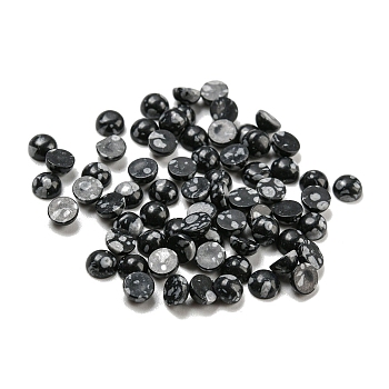 Synthetic Snowflake Obsidian Cabochons, Half Round, 4x2~2.5mm