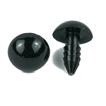Plastic Doll Eyes, Craft Safety Eyes, with Spacer, for Doll Making, Half Round, Black, 10mm