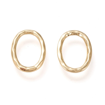 Brass Linking Ring, Long-Lasting Plated, Textured, Oval, Real 18K Gold Plated, 15.5x11x1.4mm, Inner Diameter: 12.3x6.6mm