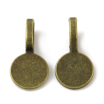 Alloy Glue-on Flat Pad Bails, Flat Round Pendant Bails, Antique Bronze, 18x9x1~5.5mm, Hole: 6x3.5mm
