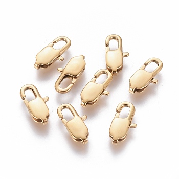 Ion Plating(IP) 304 Stainless Steel Lobster Claw Clasps, Golden, 15x7x3mm, Hole: 1.2mm