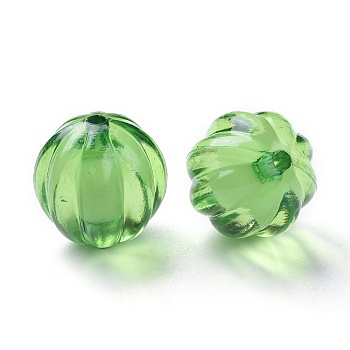 Transparent Acrylic Beads, Bead in Bead, Round, Pumpkin, Lime Green, 20mm, Hole: 3mm, about 180pcs/500g