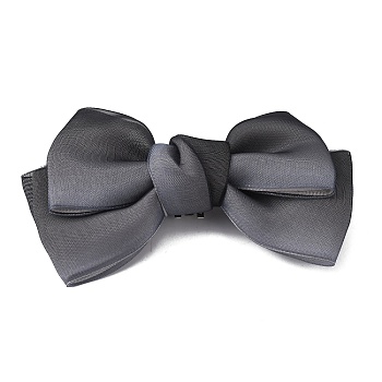 Polyester Bowknot Shoe Decorations, Detachable Shoe Buckle Clips, with Iron Findings, Gray, 59x101x18mm