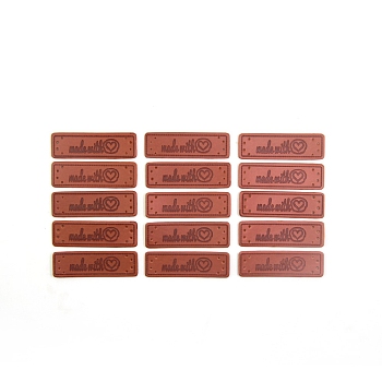 PU Imitation Leather Label Tags, for DIY Jeans, Bags, Shoes, Hat Accessories, Heart, 15x50mm