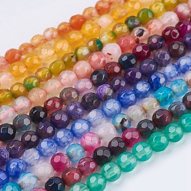 4mm Mixed Color Round Natural Agate Beads