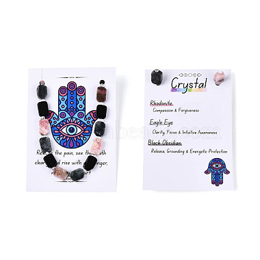 Natural Rhodonite & Eagle Eye & Obsidian Beads Strands(G-N358-02A-03)-6