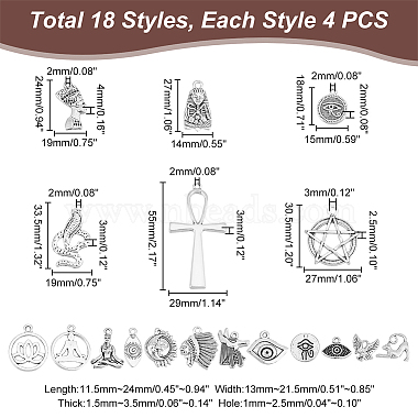 72Pcs 18 Styles Tibetan Style Alloy Pendants(TIBE-UN0001-08)-3