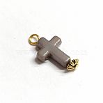 Opaque Acrylic Pendants, with Iron Findings, Cross, Gray, 23x12x4.5mm, Hole: 2.7mm(PALLOY-TAC0074-01)