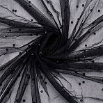 Polyester Lace Fabric, with Plastic Beads, for DIY Veils Hats Fascinators, Black, 1500x6mm, 3 yards/pc(DIY-WH0504-380A)