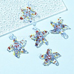 5Pcs Handmade Lampwork Pendants, Starfish Charms, Cornflower Blue, 34~40x31~36.5x6~9mm, Hole: 3~7mm(LAMP-YW0001-67B)