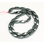 Grade AA Magnetic Synthetic Hematite Twist Bead Strands, 12x5mm, Hole: 1mm, about 33pcs/strand, 15.6 inch(G-G644-D-09)