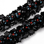 Handmade Lampwork Beads, Bat Shape, Black, 15~16.5x26~28x12~14mm, Hole: 1.2mm(X1-LAMP-N021-016)