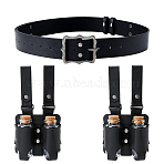 PU Leather Waist Belt with Cork Glass Potion Bottle, for Medieval Wizard Cosplay Accessories, Black, 1460x40.5x3mm(FIND-WH0141-263A)
