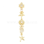 Brass Micro Pave Cubic Zirconia Big Pendants, Golden, Sun, 73x12x3mm, Hole: 1.2mm(KK-A297-04D-G)