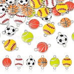 36Pcs 6 Styles Alloy Enamel Connector Charms, Sports Links, Cadmium Free & Lead Free, Platinum, Mixed Color, 14.5~16x21.5~23x3mm, Hole: 2~2.2mm, 6pcs/style (ENAM-YW0008-07)