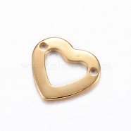 201 Stainless Steel Links connectors, Heart, Golden, 10x11x1mm, Hole: 1mm(X-STAS-D445-125)