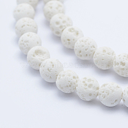 Natural Lava Rock Beads Strands, Round, White, 8mm, Hole: 1mm, about 50pcs/strand, 15.75 inch(40cm)(G-P344-01-8mm)