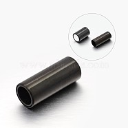 Column 304 Stainless Steel Smooth Surface Magnetic Clasps with Glue-in Ends Fit 5mm Cords, Gunmetal, 17x7mm, Hole: 5mm(STAS-N065-10)