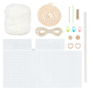 DIY Bag Making Kit, Including with PU Leather Bag Straps, Iron Chain Strap & Needles & Tag & D-rings & Clasps, Waxed/Wool Cord and Plastic Grids & Needles, Old Lace, 40x24.7x0.15cm, Hole: 4x4mm(DIY-WH0001-29B)