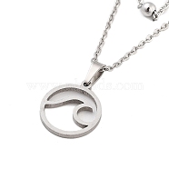 Stainless Steel Pendants Necklaces, Cable Chain Necklaces, Ring, 16.97 inch(43.1cm) Pendant: 16x14mm(NJEW-U003-01D-P)