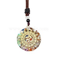 Resin & Natural & Synthetic Mixed Gemstone Pendant Necklaces, Flower, 25.59 inch(65cm)(OG4289-05)