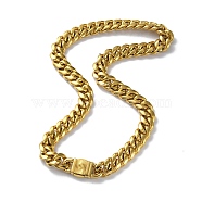 Ion Plating(IP) 304 Stainless Steel Cuban Link Chain Necklaces, Golden, 24.45 inch(62.1cm)(NJEW-P288-12G)