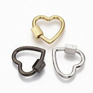 Brass Screw Carabiner Lock Charms, for Necklaces Making,  Heart, Mixed Color, 18.5x18.5x2mm, Screw: 6x5.5mm(KK-T047-04)