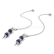 Natural Lapis Lazuli Pointed Dowsing Pendulums, with Rack Plating Platinum Brass Findings, Long-Lasting Plated, Lead Free & Cadmium Free, Cone, 235mm(G-K338-29P-03)