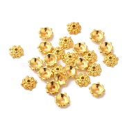 Tibetan Style Alloy Caps, Lead Free and Cadmium Free, Golden, 8x3mm, Hole: 1mm(K095D012)