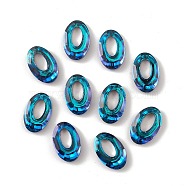 Electroplate Glass Linking Rings, Crystal Cosmic Ring, Prism Ring, Faceted, Back Plated, Oval, Blue, 20x13x4~5mm, Inner Diameter: 10x5.3mm(GLAA-A008-08B)