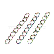Ion Plating(IP) 304 Stainless Steel Curb Chains Extender, Rainbow Color, 25mm, Link: 4x3x0.5mm(STAS-WH0032-02B-M)