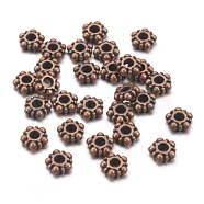 Tibetan Style Daisy Spacer Beads, Lead Free & Nickel Free, Flower, Red Copper, 5.8mm, Hole: 1.5mm(X-RAA116-NF)