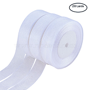 Organza Ribbon, White, 1 inch(25~26mm), about 50yards/roll, 5rolls/group(ORIB-T001-25mm-1001)