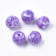 Resin Beads, Imitation Gemstone Chips Style, Round, Medium Purple, 20mm, Hole: 2.5mm(RESI-T026-20mm-04)