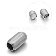 Matte 304 Stainless Steel Barrel Magnetic Clasps with Glue-in Ends, Stainless Steel Color, 20x11mm, Hole: 7mm(STAS-E089-06D)