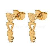 Ion Plating(IP) 304 Stainless Steel Stud Earring Findings, with Vertical Loop, Hollow Arrows, Golden, 16x4.5mm, Hole: 2.3mm, Pin: 0.7mm(STAS-H180-15G)