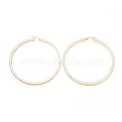 304 Stainless Steel Hoop Earrings, with Polymer Clay Rhinestones, Flat Ring Shape, Golden, 81x79x2.6mm, Pin: 0.7mm(EJEW-C501-19G-H)