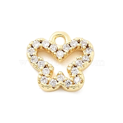 Brass Micro Pave Cubic Zirconia Charms, Butterfly, 9x9.5x2mm, Hole: 1.2mm(KK-R220-02G-02)