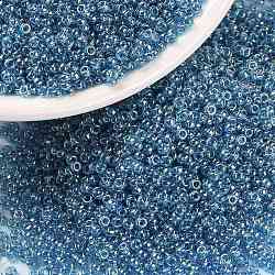 MIYUKI Round Rocailles Beads, Japanese Seed Beads, (RR326) Transparent Capri Blue Luster, 15/0, 1.5mm, Hole: 0.7mm, about 5555pcs/bottle, 10g/bottle(SEED-JP0010-RR0326)