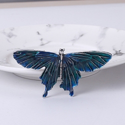 Butterfly Enamel Pins, Alloy Brooches for Girl Women Gift, Black, 34x68mm(PW-WG75682-02)