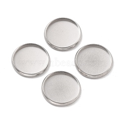 316 Surgical Stainless Steel Cabochon Tray Settings, Plain Edge Bezel Cups, Flat Round, Stainless Steel Color, 15.5x2mm(STAS-I187-06D-P)