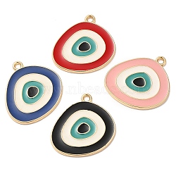 Alloy Enamel Pendants, Long-Lasting Plated, Cadmium Free & Nickel Free & Lead Free, Golden, Evil Eye Charm, Mixed Color, 24x24x1.6mm, Hole: 1.6mm(ENAM-K069-19G)