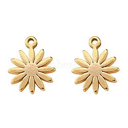 Brass Charms, Nickel Free, Flower, Real 18K Gold Plated, 10x8x1mm, Hole: 1mm(KK-T055-001G-NF)