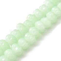 Opaque Normal Glass Beads, Pumpkin, Pale Green, 9x11x12mm, Hole: 1.2mm, about 74pcs/strand, 23.23 inch(59cm)(GLAA-G106-02A-NA02)