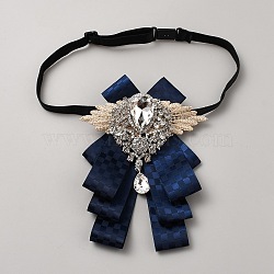 Bowknot Polyester Suit Necktie, Pre-tied Adjustable/Elastic School Uniform Ties, with Alloy Rhinestone Findings, Dark Blue, 368~483mm(AJEW-WH20008-06B)