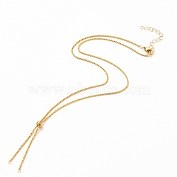 304 Stainless Steel Box Chain, Venice Chains Necklace Making, with Slider Stopper Beads, Lobster Claw Clasps and Heart Extension Chain, Golden, 20.86 inch(53cm)(X-AJEW-JB00779-02)