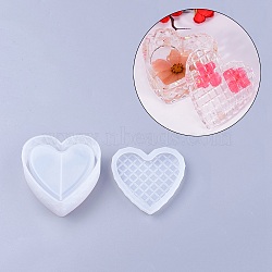 Silicone Storage Box Molds, Resin Casting Molds, For UV Resin, Epoxy Resin Jewelry Making, Heart, White, 83x83x37mm, Inner Size: 70x66mm(DIY-O005-12)